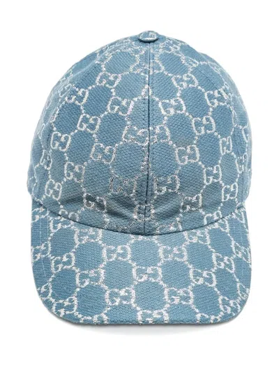 Pre-owned Gucci Gg-pattern Baseball Cap In Blue