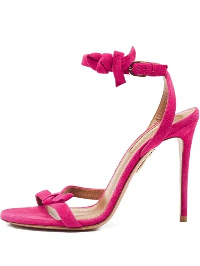 Pre-owned Aquazzura Suede Bow-embellishment Sandals In Pink
