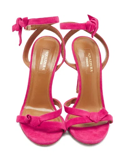Pre-owned Aquazzura Suede Bow-embellishment Sandals In Pink