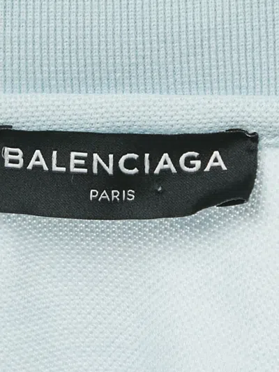 Pre-owned Balenciaga Europe-print Cotton Polo Shirt In Blue