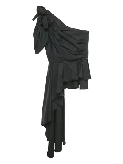 Pre-owned Johanna Ortiz Ruffled One-shoulder Top In Black