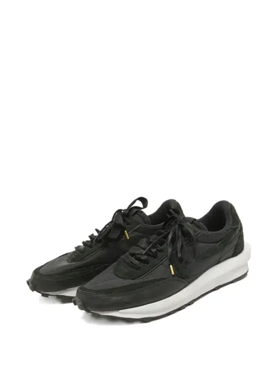 Pre-owned Sacai Suede Lace-up Sneakers In Black