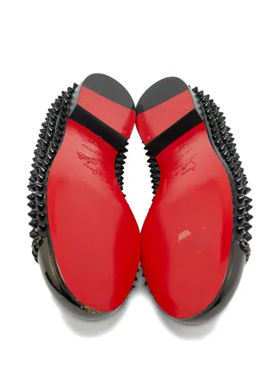 Pre-owned Christian Louboutin Glitz Spiked Slippers In Black