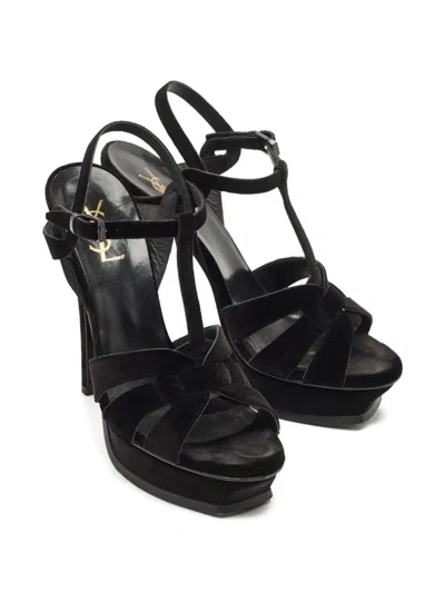 Pre-owned Saint Laurent Tribute Sandals In Black
