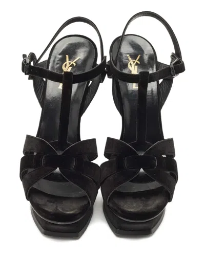 Pre-owned Saint Laurent Tribute Sandals In Black