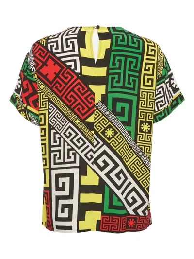 Pre-owned Versace Printed-detail Round-neck Top In Black