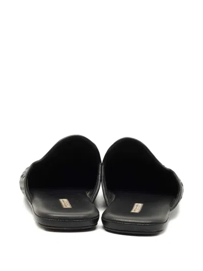 Pre-owned Bottega Veneta Tubolare Intrecciato Leather Mules In Black