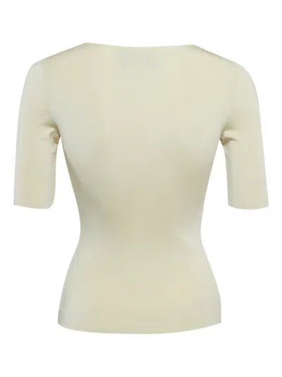 Pre-owned Gucci Leather-trimmed Knitted Top In Neutral