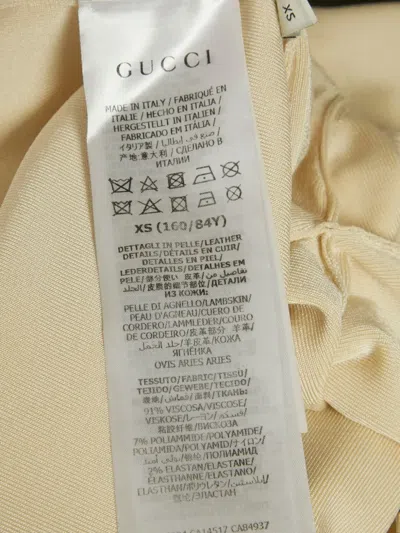 Pre-owned Gucci Leather-trimmed Knitted Top In Neutral