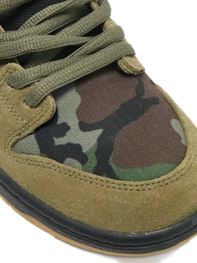 Pre-owned Nike Sb Dunk Suede Camouflage Sneakers In Green