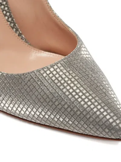 Pre-owned Gianvito Rossi 110mm Leather Ankle-wrap Pumps In Silver