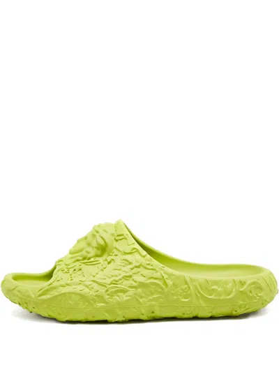 Pre-owned Versace La Medusa Baroque-pattern Slides In Green