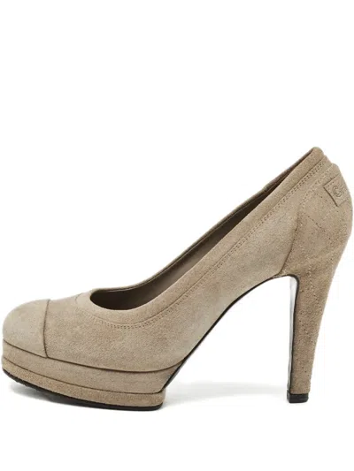 Pre-owned Chanel Suede Cap-toe Pumps In Neutral