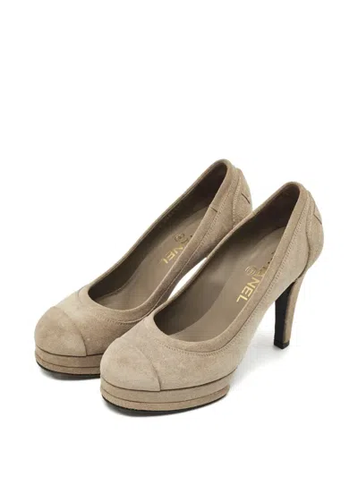Pre-owned Chanel Suede Cap-toe Pumps In Neutral