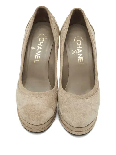 Pre-owned Chanel Suede Cap-toe Pumps In Neutral