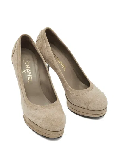 Pre-owned Chanel Suede Cap-toe Pumps In Neutral