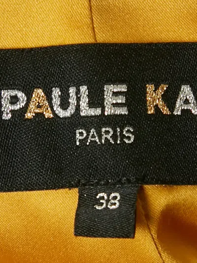 Pre-owned Paule Ka Textured Belt Midi Dress In Yellow