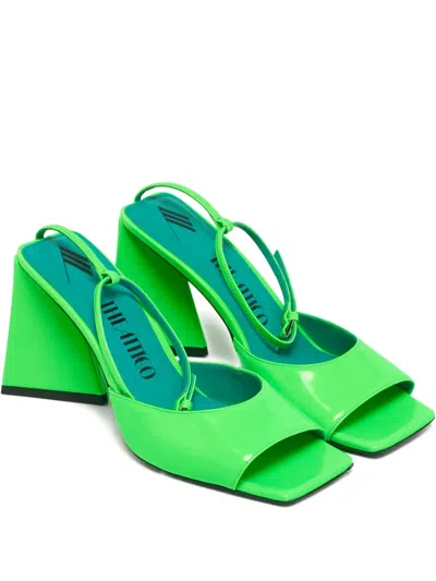 Pre-owned Attico Piper Block-heel Square-toe Sandals In Green