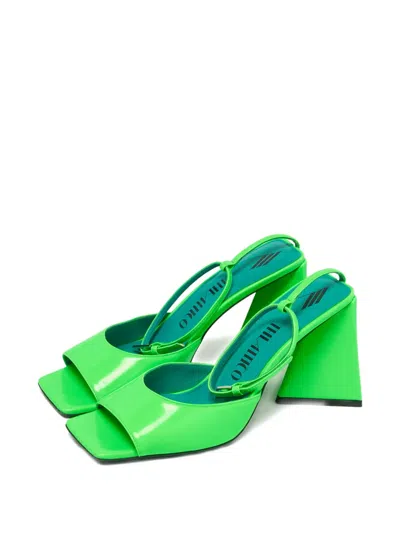 Pre-owned Attico Piper Block-heel Square-toe Sandals In Green