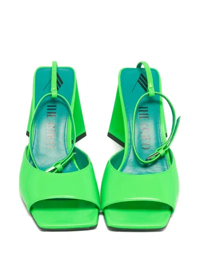 Pre-owned Attico Piper Block-heel Square-toe Sandals In Green