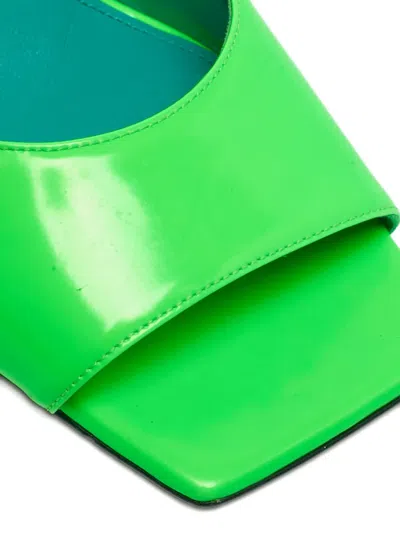 Pre-owned Attico Piper Block-heel Square-toe Sandals In Green