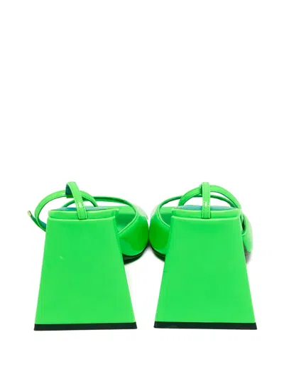 Pre-owned Attico Piper Block-heel Square-toe Sandals In Green