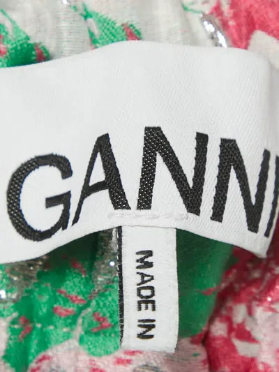 Pre-owned Ganni Jacquard Ruffled Midi Dress In White