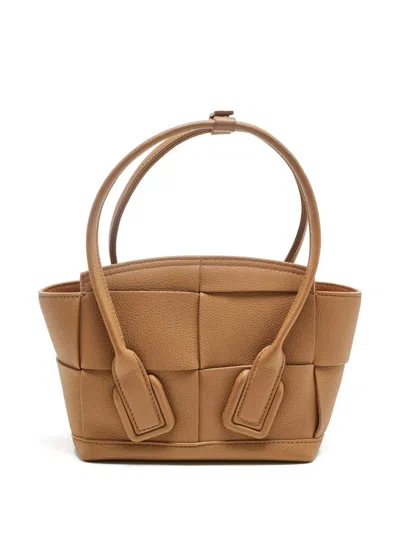 Pre-owned Bottega Veneta Mini Arco 29 Leather Panelled Tote Bag In Brown
