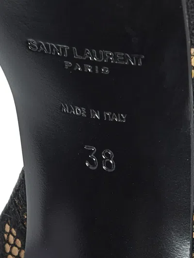 Pre-owned Saint Laurent Tribute Platform Lace Sandals In Black