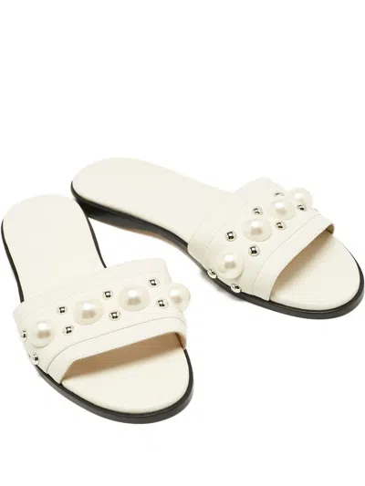 Pre-owned Jimmy Choo Minea Studded Sandals In White
