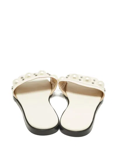 Pre-owned Jimmy Choo Minea Studded Sandals In White
