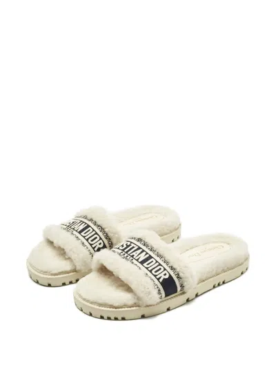 Pre-owned Dior Dway Slippers In Neutral