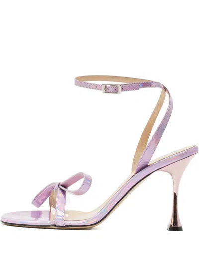 Pre-owned Mach&mach Iridescent Bow Sandals In Purple