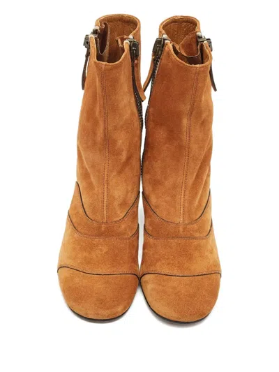 Pre-owned Chloé Lexie Suede Ankle Boots In Brown