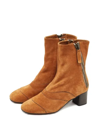 Pre-owned Chloé Lexie Suede Ankle Boots In Brown