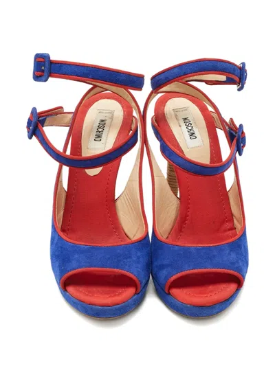 Pre-owned Moschino Buckle Suede Sandals In Blue