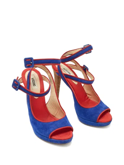 Pre-owned Moschino Buckle Suede Sandals In Blue