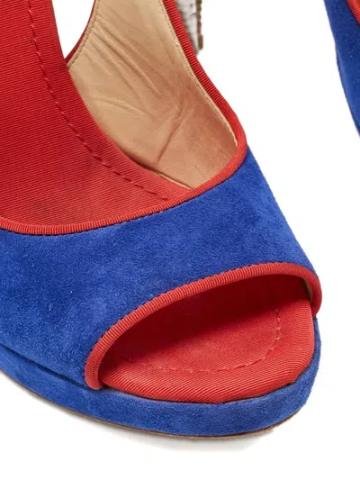 Pre-owned Moschino Buckle Suede Sandals In Blue