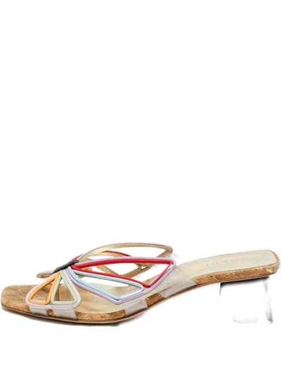 Pre-owned Sophia Webster Havana Leather Slide Sandals In White