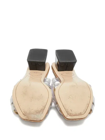 Pre-owned Sophia Webster Havana Leather Slide Sandals In White