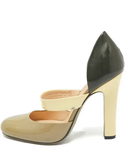 Pre-owned Bottega Veneta Mary Jane Round-toe Pumps In Neutral