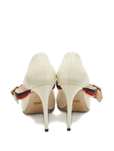 Pre-owned Gucci Sylvie Strap Pumps In Neutral