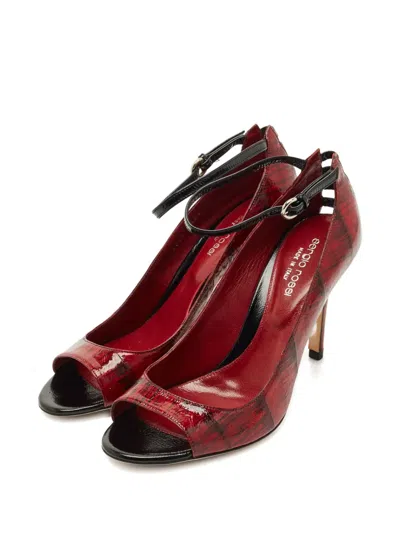 Pre-owned Sergio Rossi Peep-toe Strap Pumps In Red