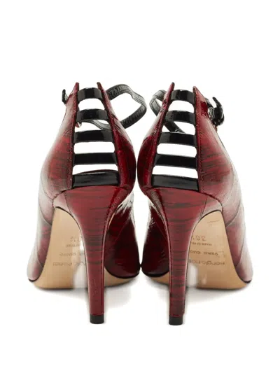 Pre-owned Sergio Rossi Peep-toe Strap Pumps In Red