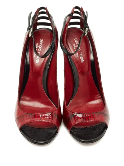 Pre-owned Sergio Rossi Peep-toe Strap Pumps In Red