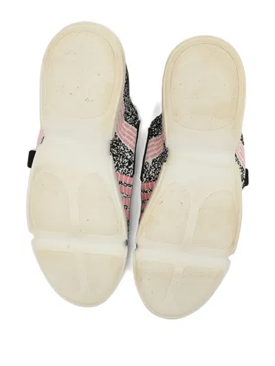 Pre-owned Prada Knitted Strap Slip-on Sneakers In White