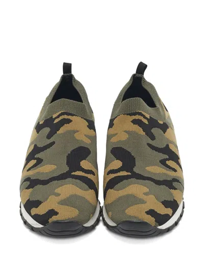 Pre-owned Prada Camouflage-pattern Slip-on Sneakers In Green