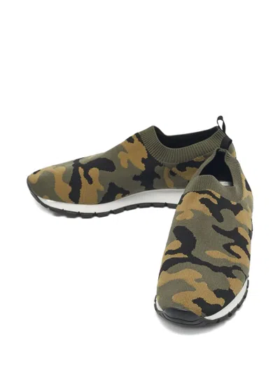 Pre-owned Prada Camouflage-pattern Slip-on Sneakers In Green