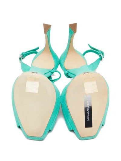 Pre-owned Dior Sculpted-heel Slingback Sandals In Green