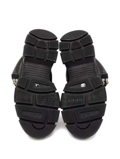 Pre-owned Gucci Flashtrek Chunky Shearling Ankle Boots In Black